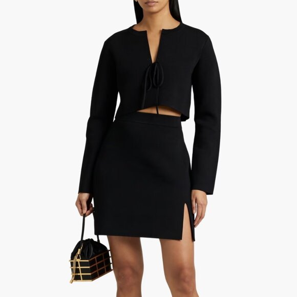 Altuzarra Sweaters - ALTUZARRA Cropped lace-up knitted cardigan knit sweater GRAY M